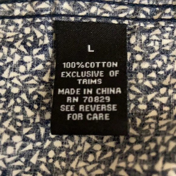 Carbon 100% Cotton Short Sleeve Navy & White Button Down Casual Shirt - Large - Picture 6 of 7